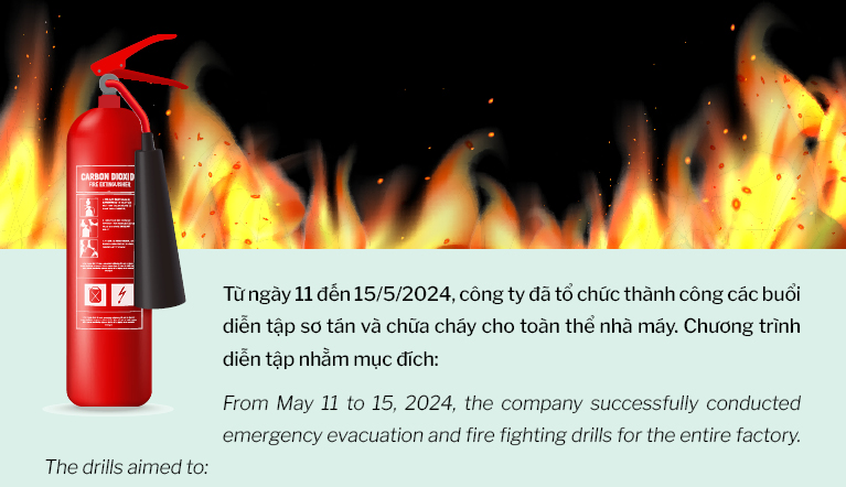 HOÀN TẤT DIỄN TẬP SƠ TÁN & CHỮA CHÁY LẦN 1 NĂM 2024