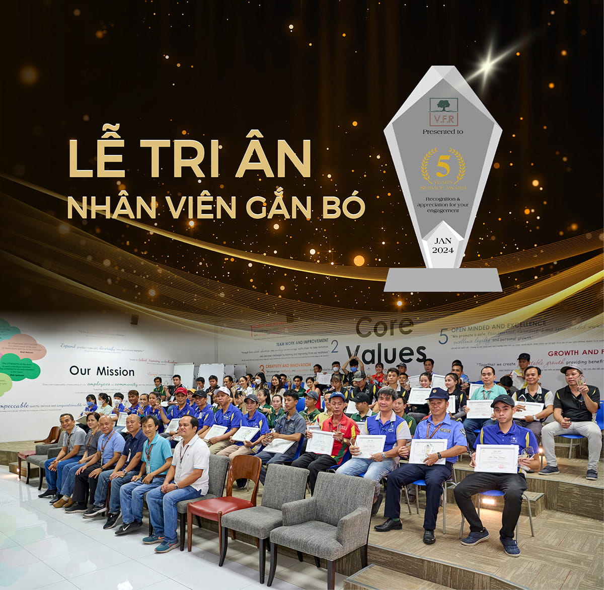 VINH DANH SỰ GẮN KẾT: LỄ TRI ÂN CÔNG NHÂN VIÊN CÓ THÂM NIÊN GẮN BÓ 5 NĂM CÙNG V.F.R